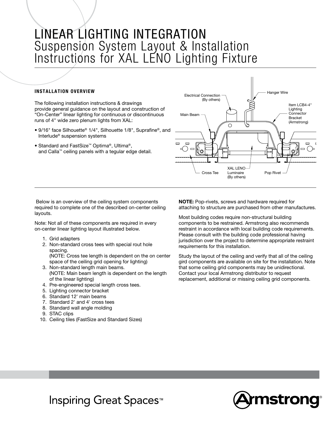 Linear Lighting Integration Suspension System Layout