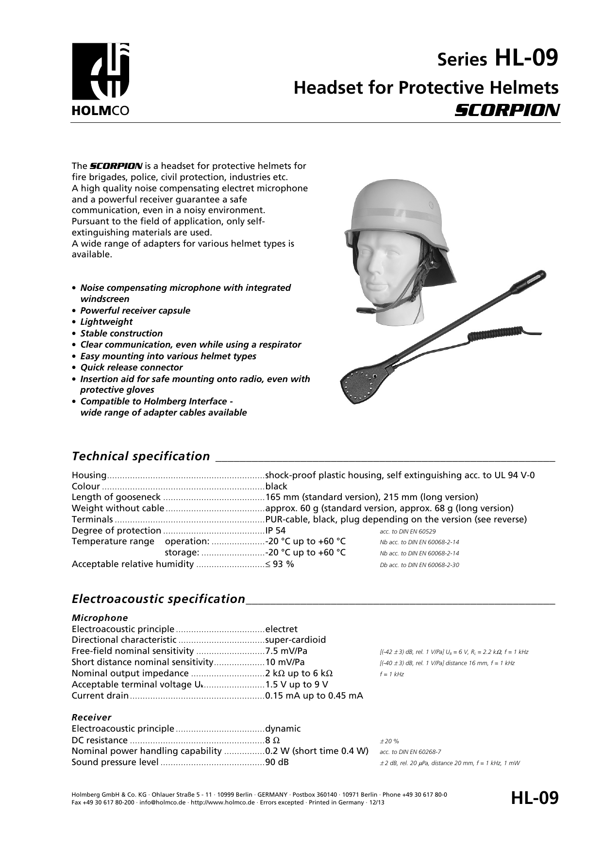 Series Hl 09 Headset For Protective Helmets Manualzz