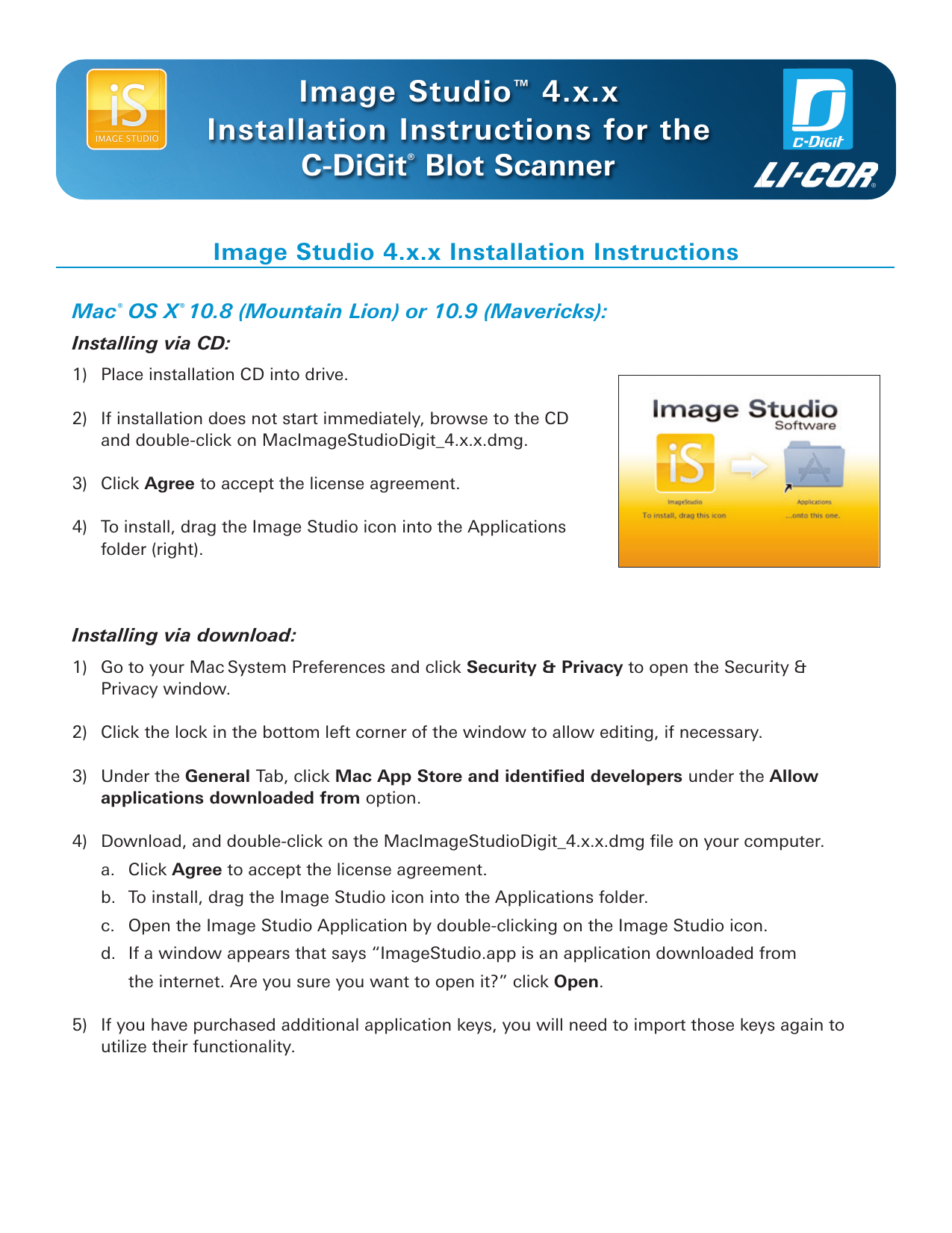 Image Studio  Installation Quick Instructions for the C DiGit Scanner |  Manualzz