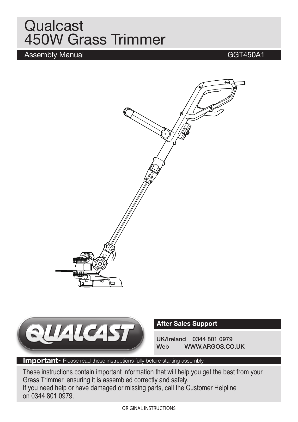 qualcast corded grass trimmer 600w