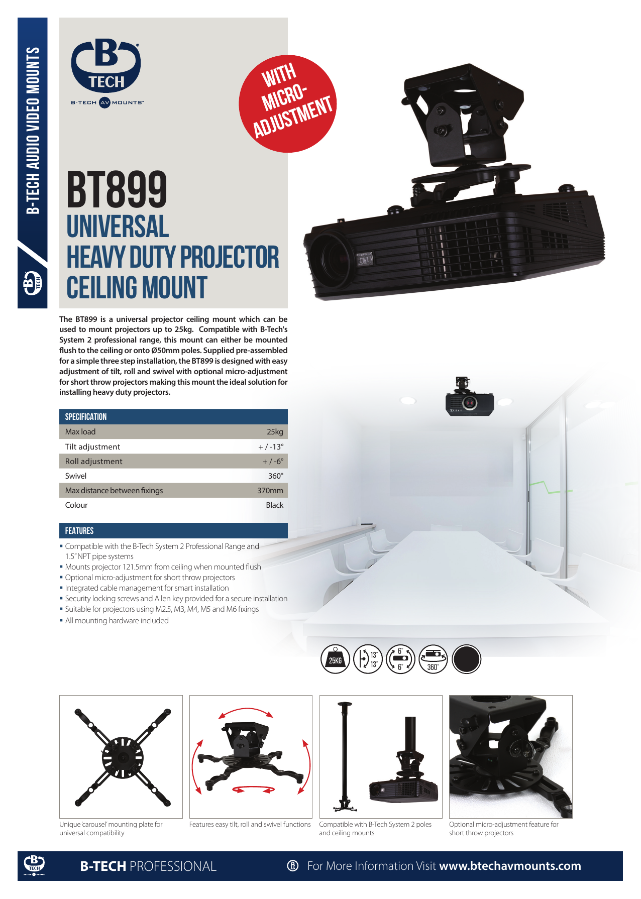 Bt899 Universal Heavy Duty Projector Ceiling Mount Manualzz Com