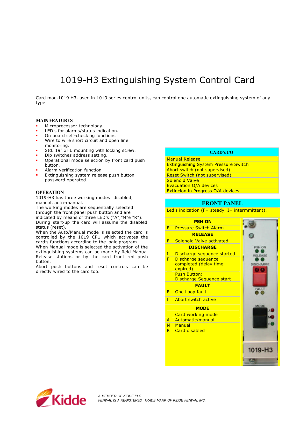 1019 H3 Extinguishing System Control Card Manualzz
