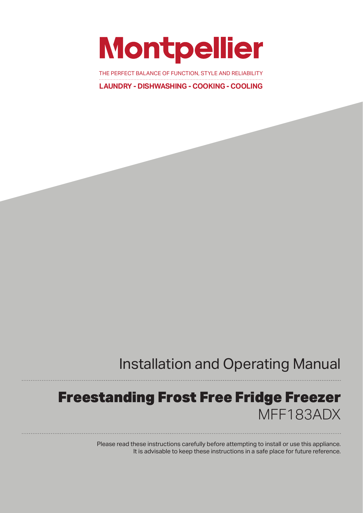 montpellier MFF183ADX Installation and Operating manual | Manualzz