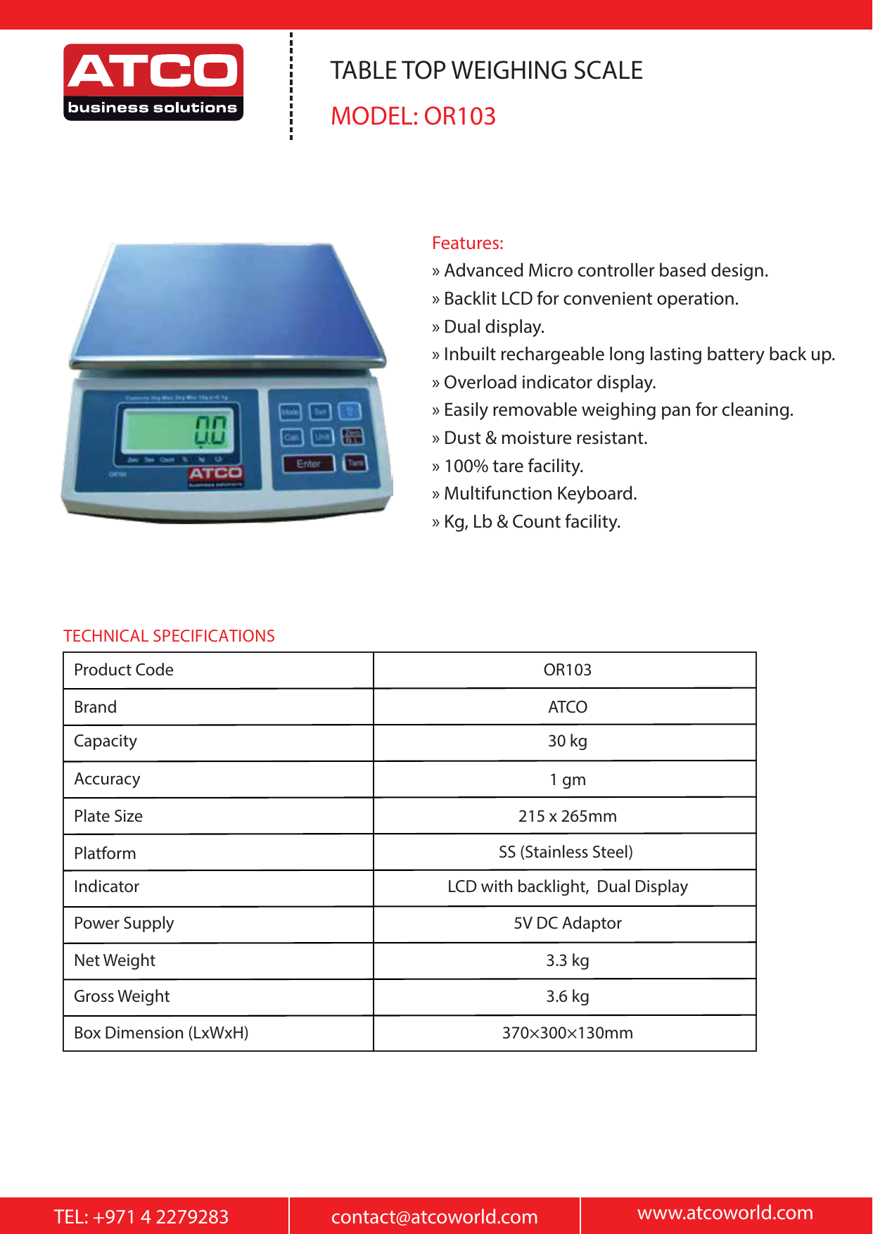 Table Top Weighing Scale Model Or103 Manualzz