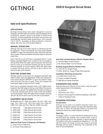 Getinge GSS10 Surgical Scrub Sink