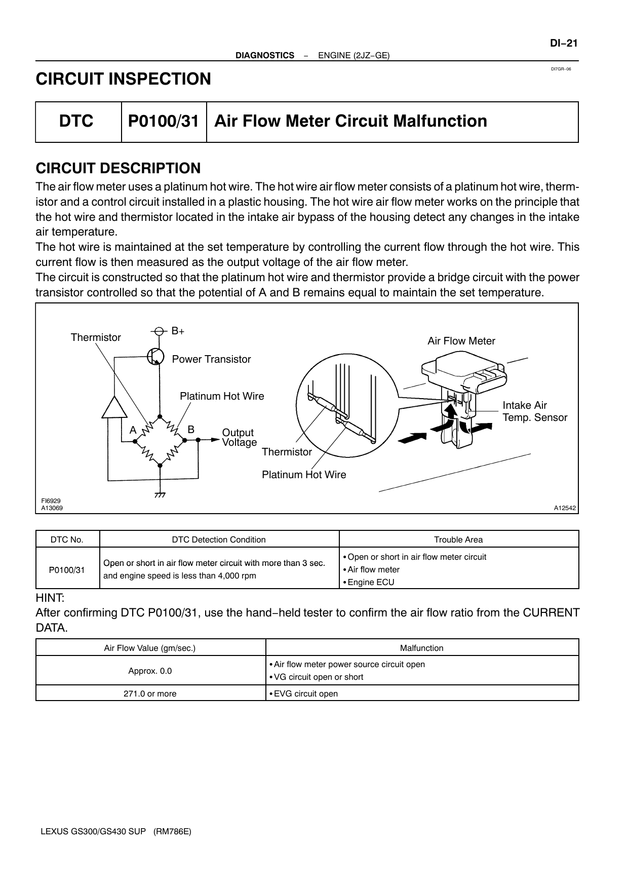 circuit inspection dtc p0100 31 air flow meter circuit malfunction manualzz circuit inspection dtc p0100 31 air