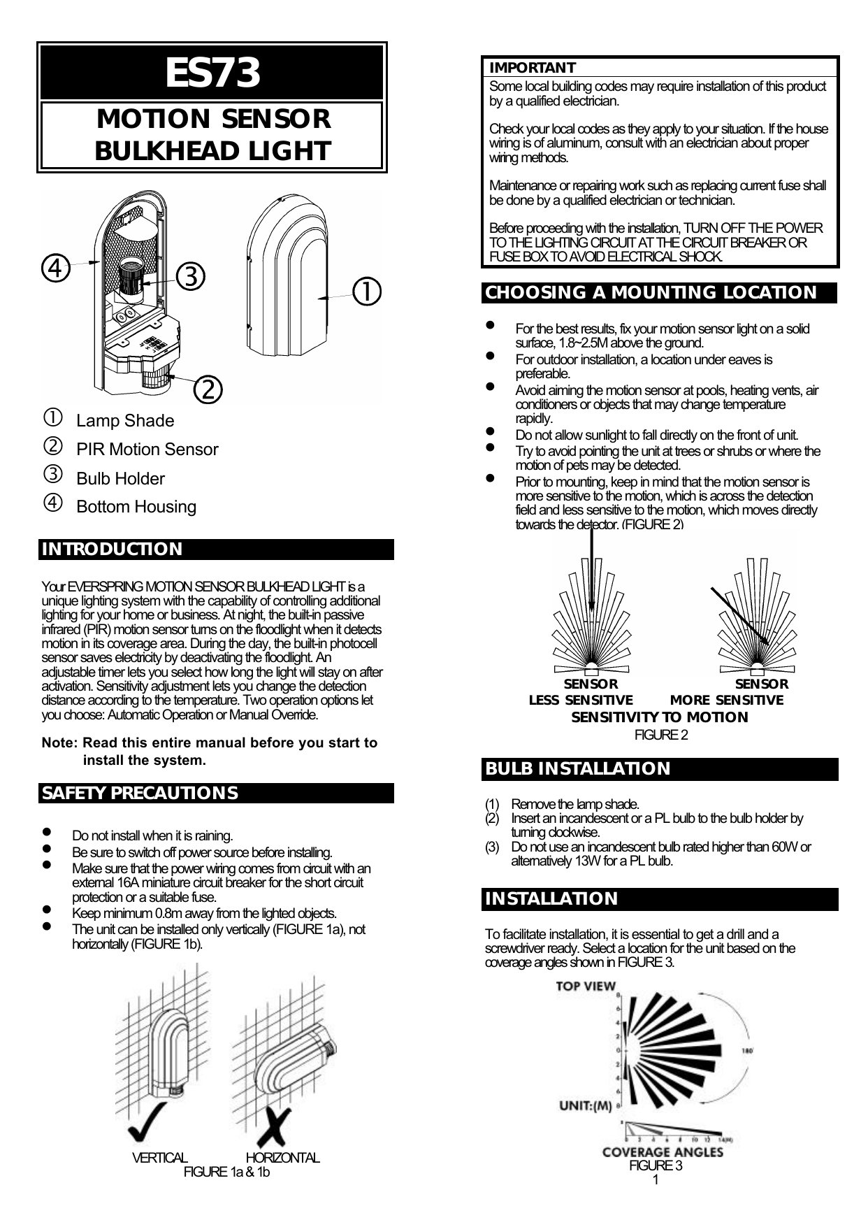 Motion Sensor Bulkhead Light Manualzz