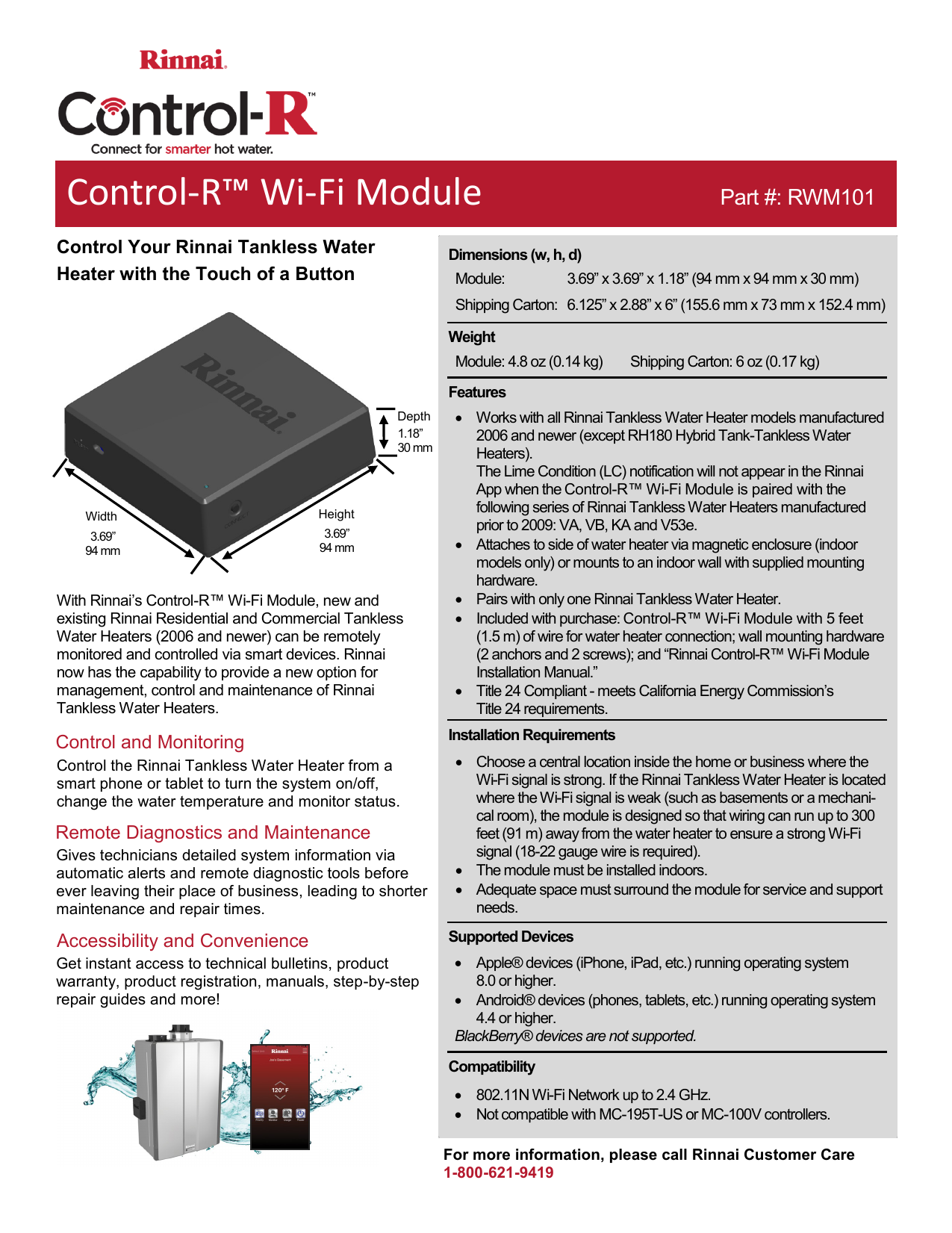 Rinnai mc-195t-us owners manual