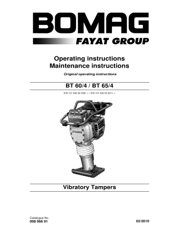 User Manual Bomag BT65/4 Tamper | Manualzz