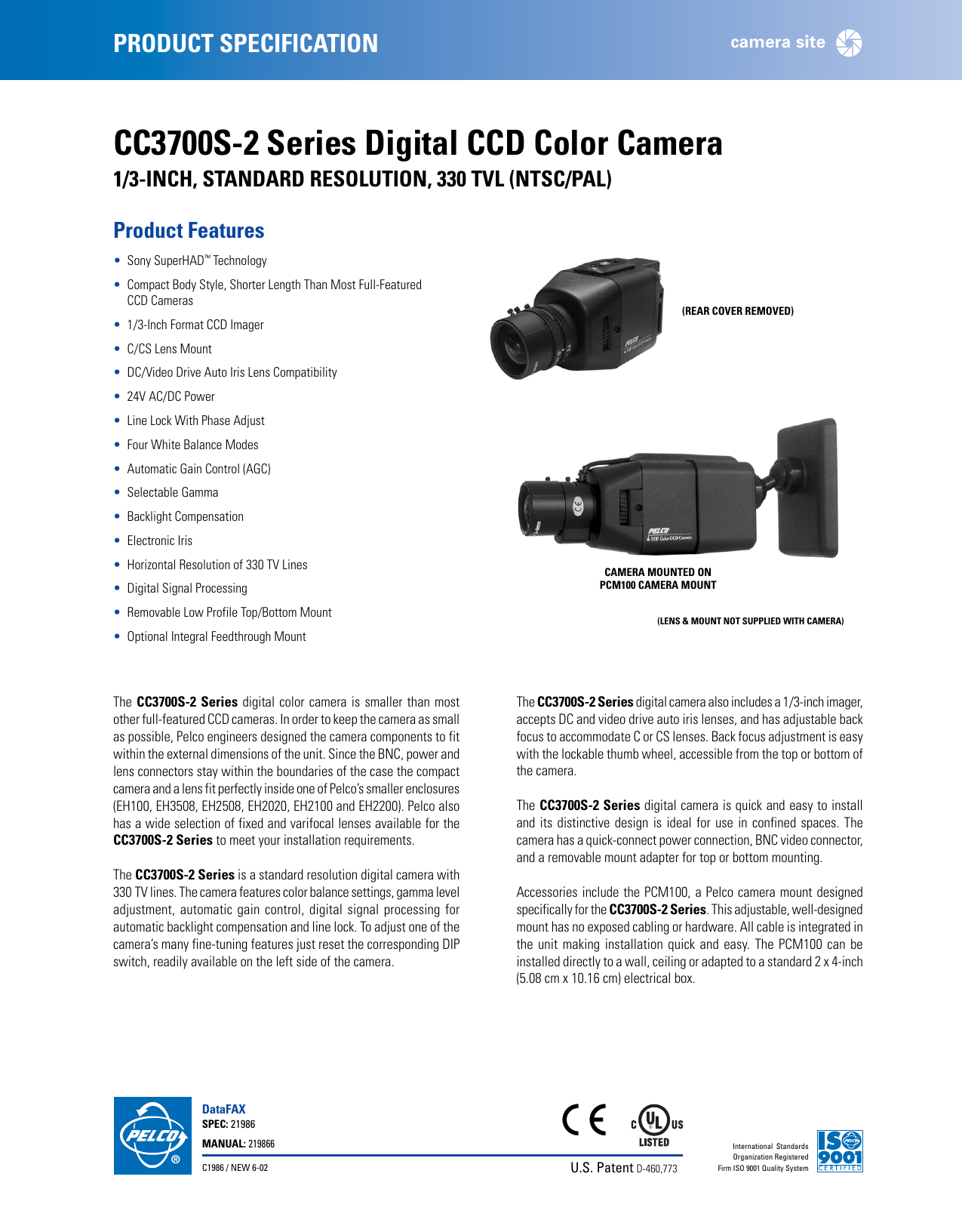 Cc3700s 2 Series Digital Ccd Color Camera Manualzz