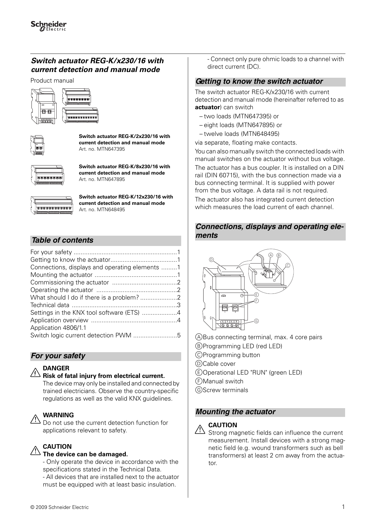 Switch actuator REG-K/x230/16 with current detection and manual | Manualzz