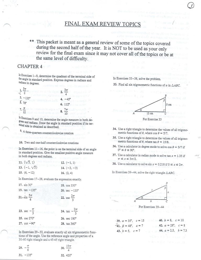 Final Exam Review Topics Manualzz