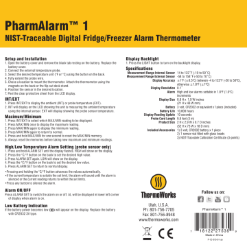 PharmAlarm® 1 Vaccine Storage Alarm Thermometer (TMD)