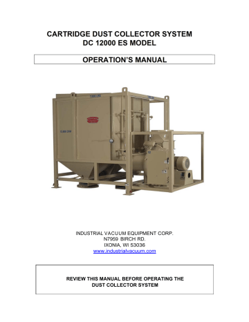 cartridge dust collector system dc 12000 es model operation`s manual | Manualzz