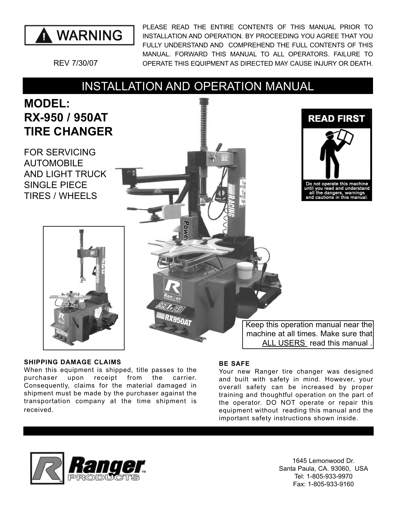 rx-950 manual rev 07-30-07.qxp - Alpha Omega Tools and Equipment | manualzz.com