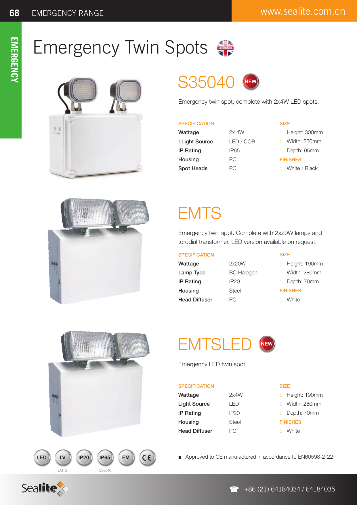 3hr Emergency Twin Spot Light Spotlight Floodlight LED Commercial Non-Maintained 