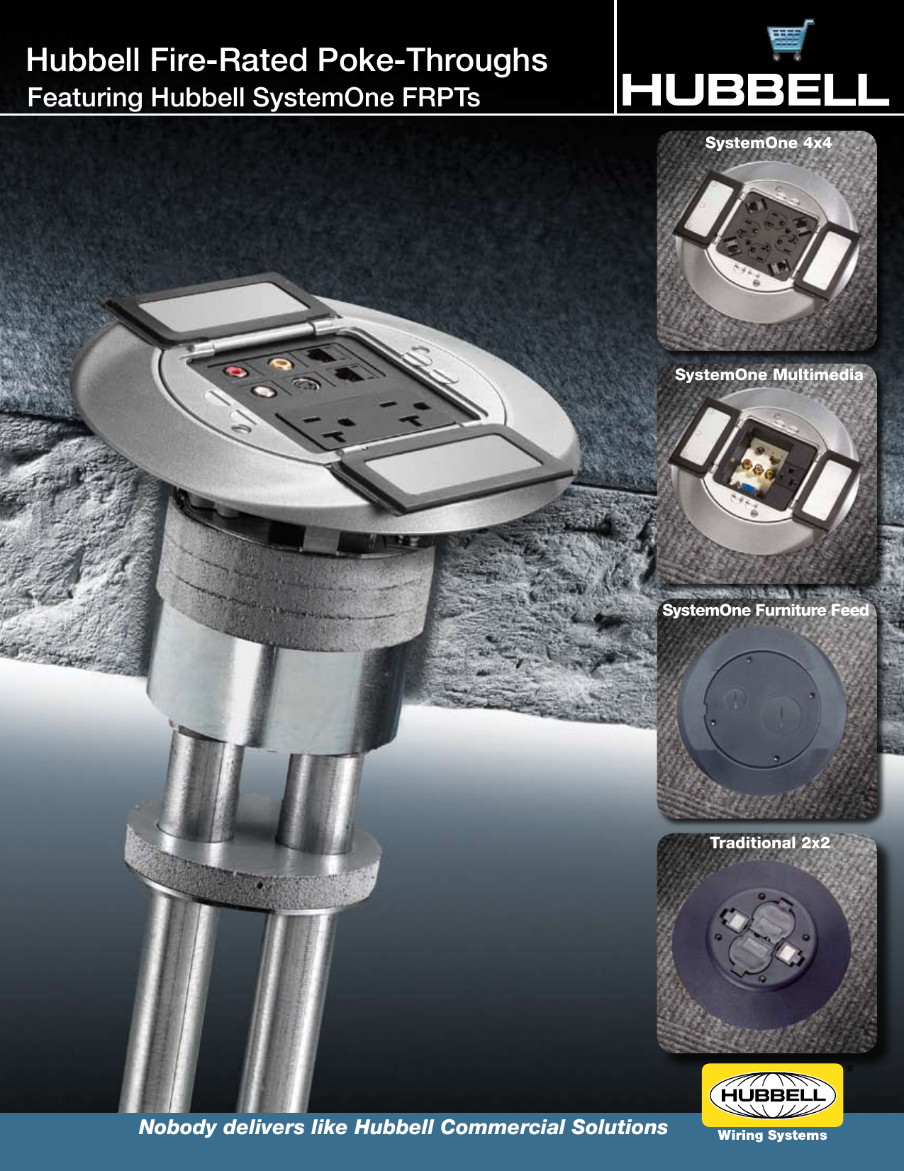 New Hubbell Systemone S1cfcbl Black Carpet Flange Floor Receptacle