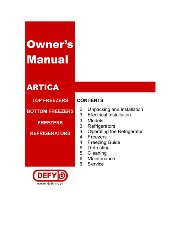 Defy Artica Owner Manual | Manualzz