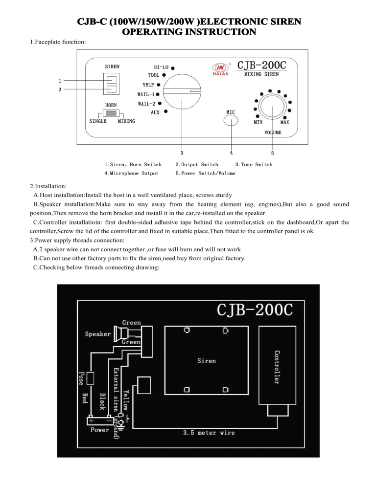 cjb-c (100w/150w/200w )electronic siren | Manualzz