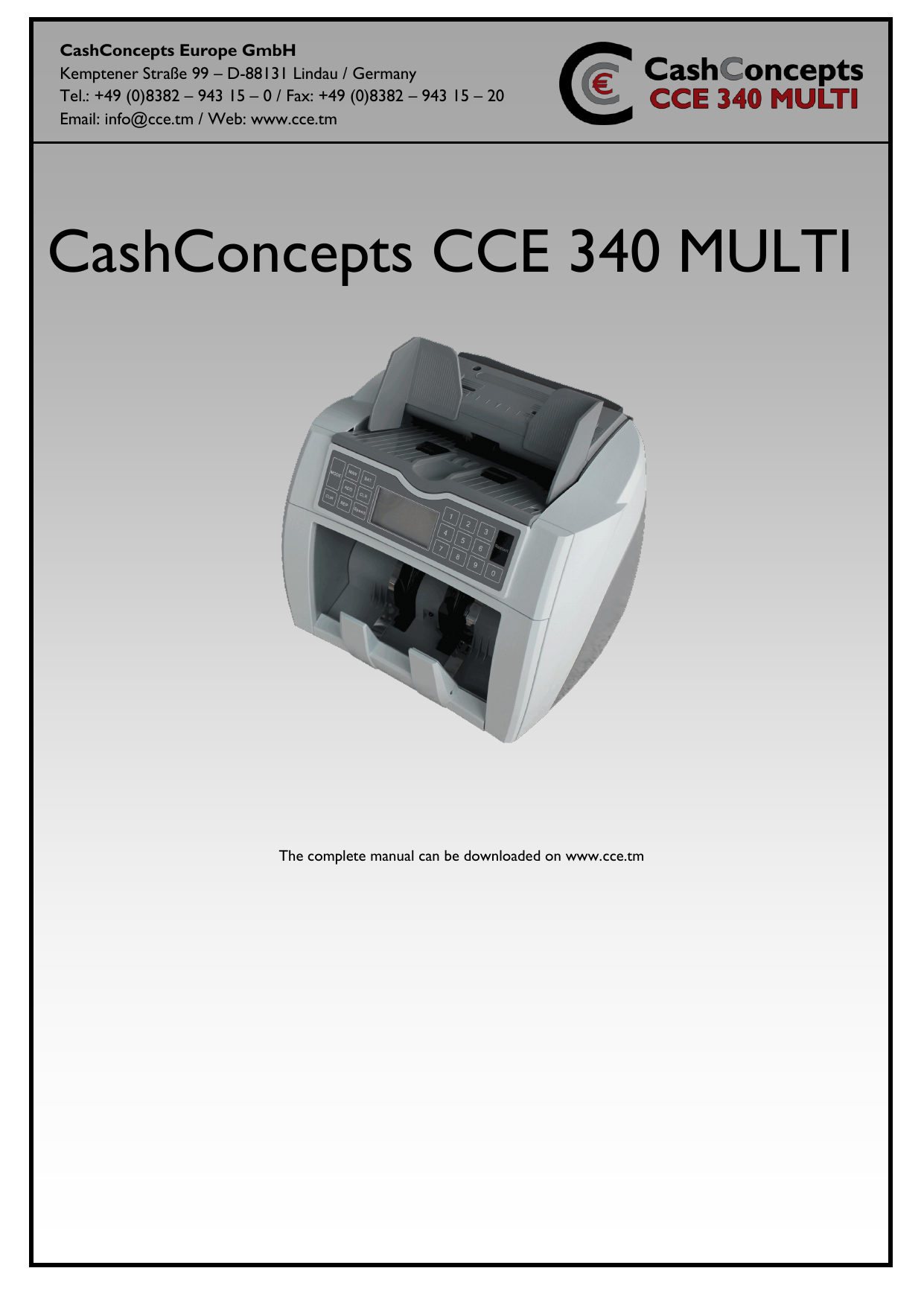 Cash Concepts CCE 15 EUR, Counterfeit detector