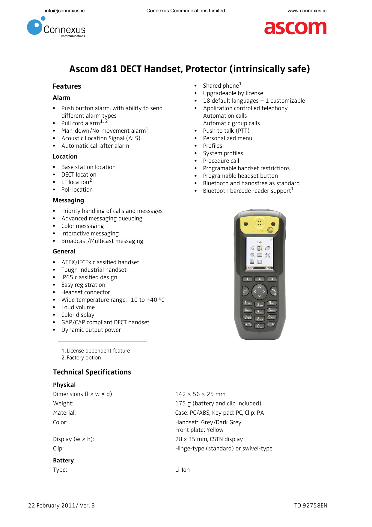 Ascom D81 Messenger  DH5-aabaa/2E cordless Phone Ref Grade AAA !!! 