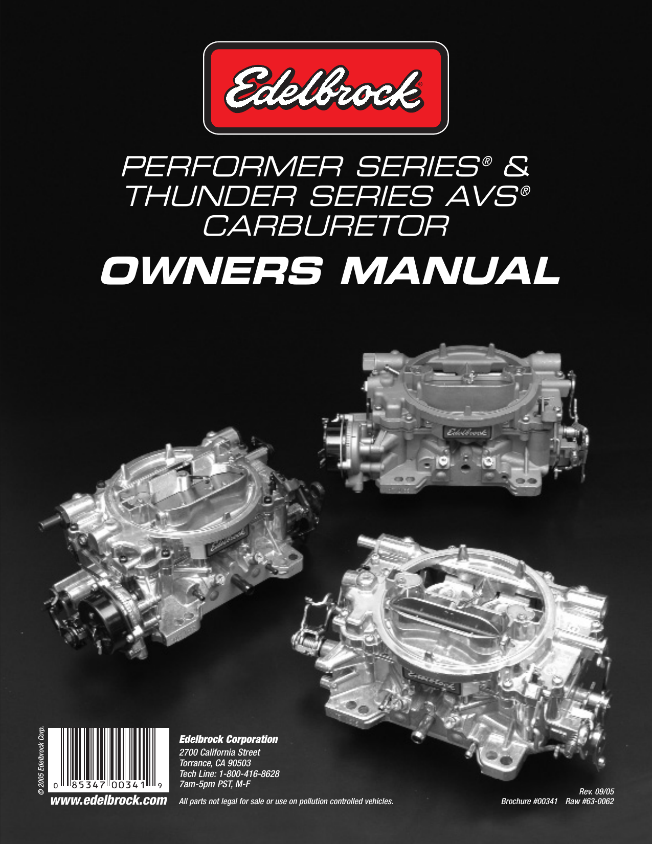 Edelbrock Performer Series and Thunder Series AVS Carburetor Manualzz