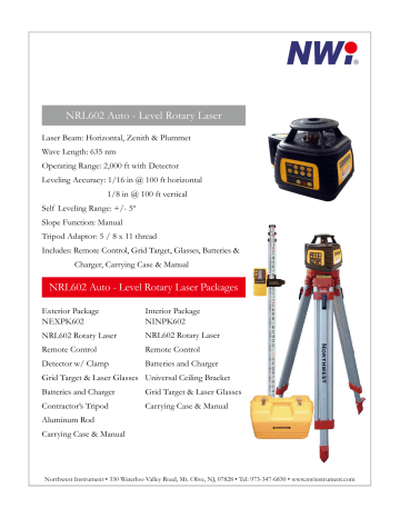 Level Rotary Laser Nrl602 Auto Manualzz