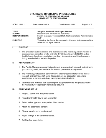 SOP 1157 SurgiVet Advisor Vital Signs Monitor | Manualzz