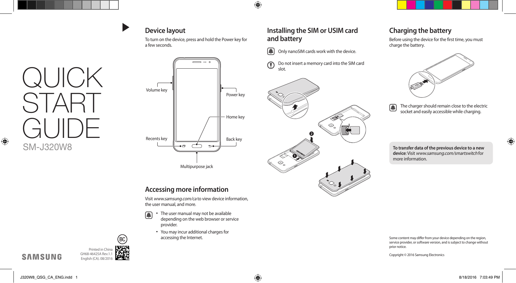 Samsung SM-J320W8 Quick start guide | Manualzz