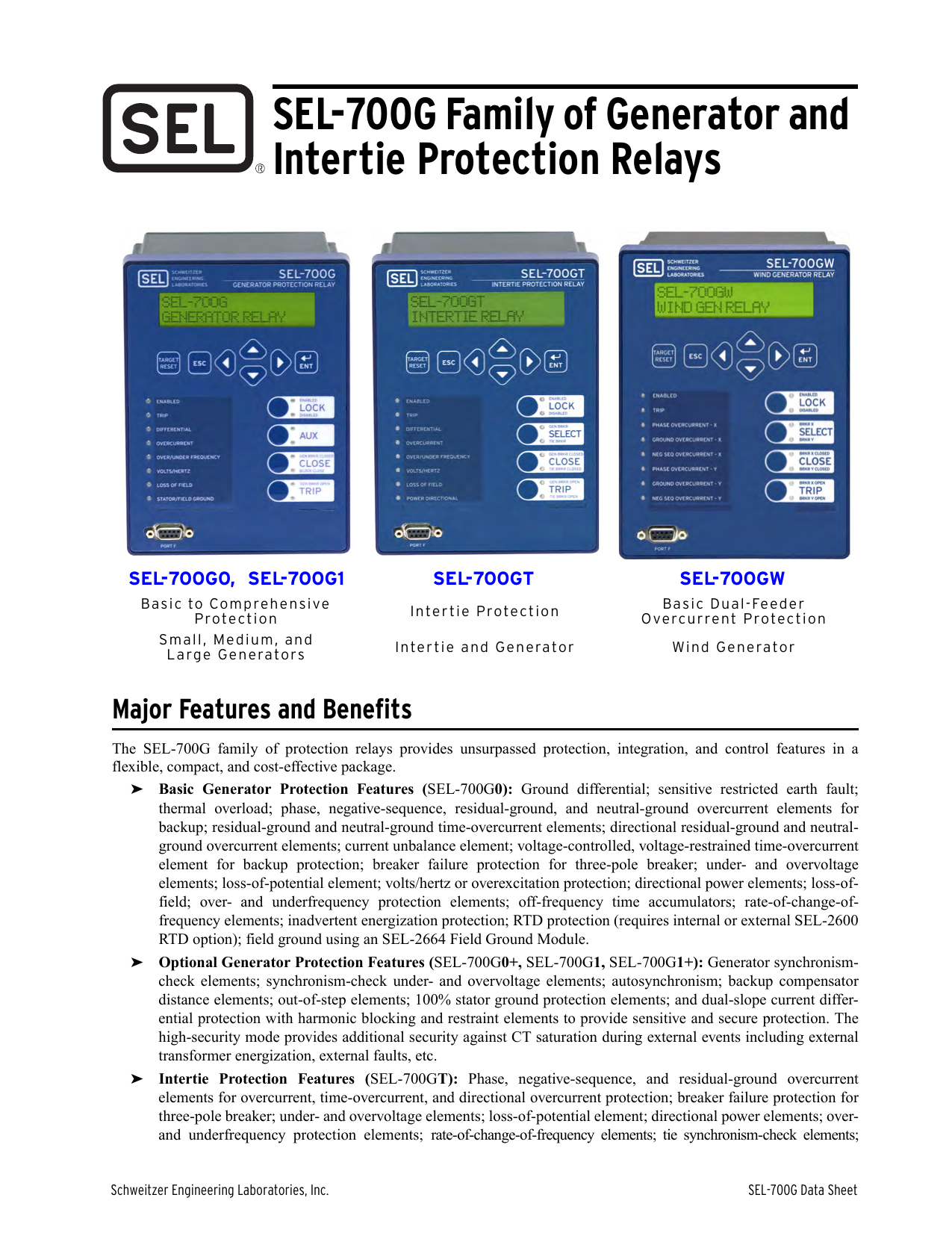 SEL700G Family of Generator and Intertie Protection Relays Manualzz