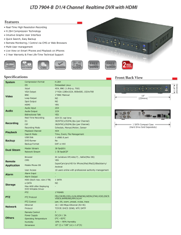 LTD 7904-B D1/4 Channel Realtime DVR with HDMI | Manualzz