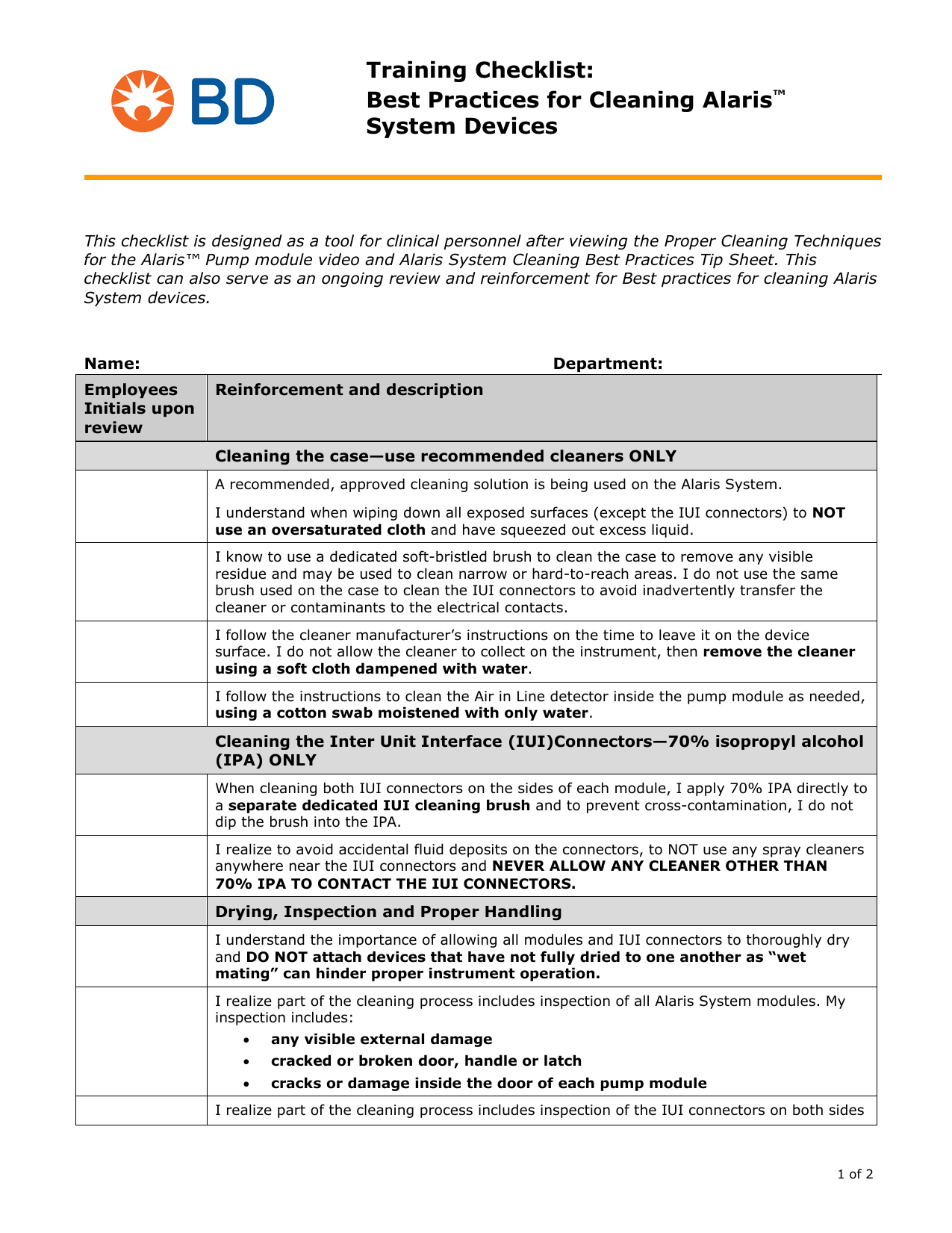 Alaris system maintenance software user manual