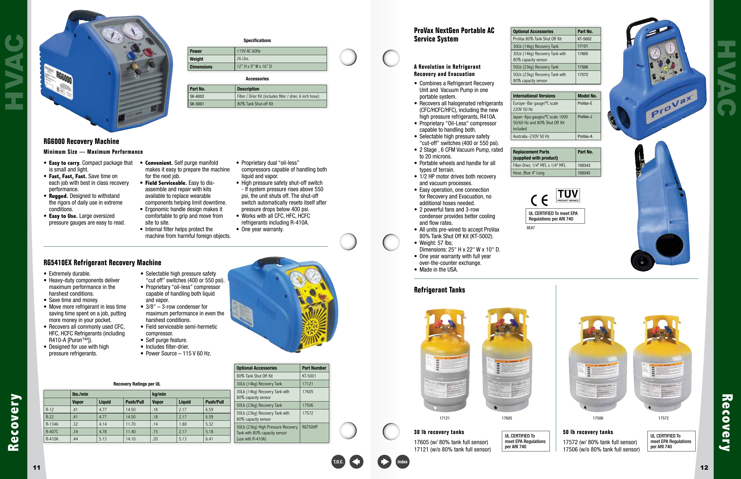 60Hz Robinair RG6000 Recovery Machine 115V AC Refrigerant Recovery Tools Tools & Equipment
