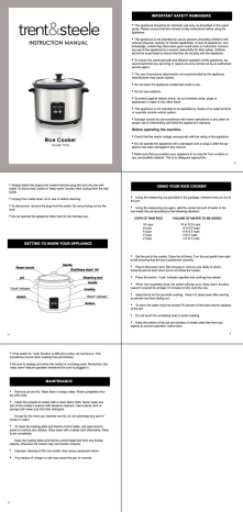 Instruction Manual: Rice Cooker Multicooker Slow Cooker Food Steamer, PDF, Sautéing