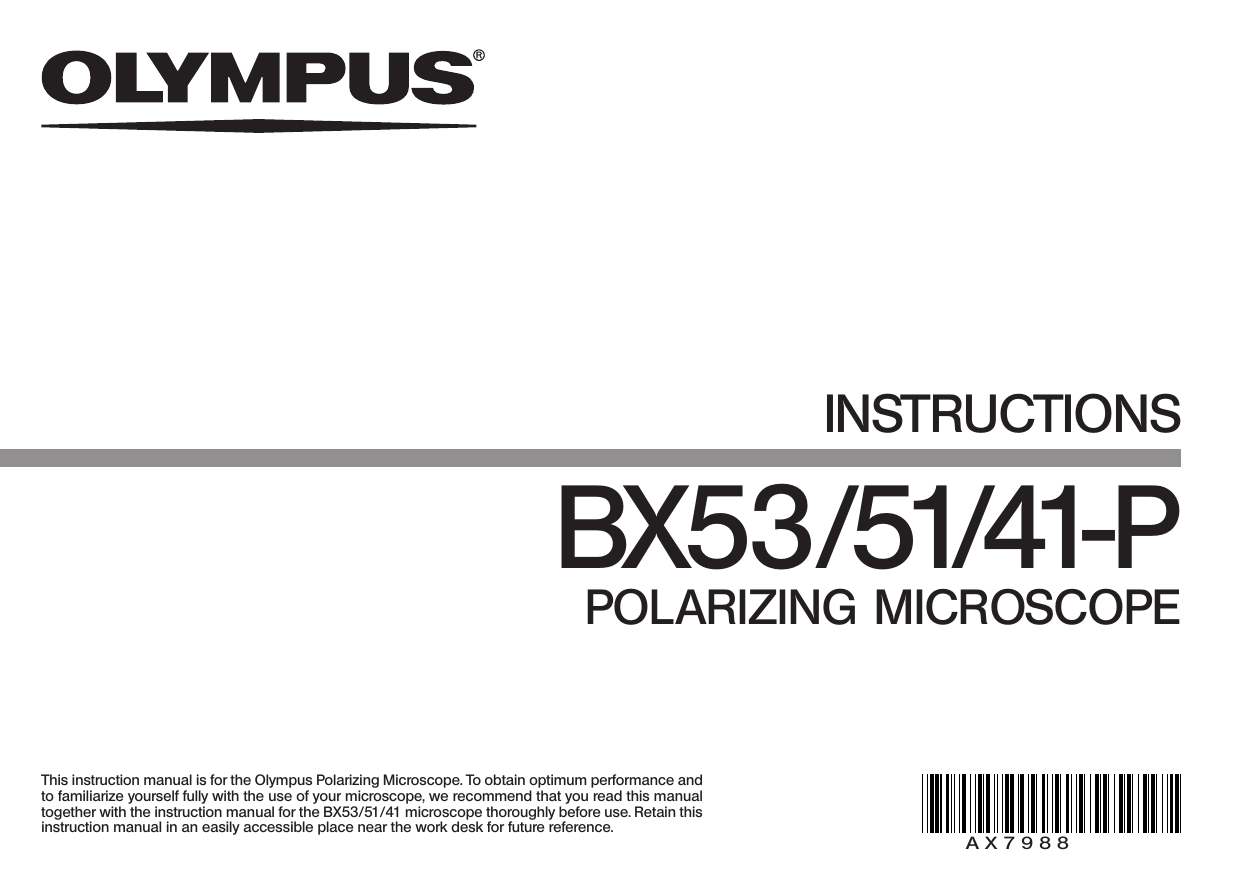 Olympus BX41-P Instructions Manual | Manualzz