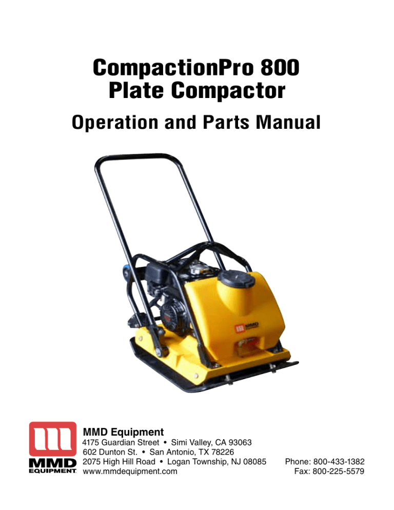 Mmd Compactionpro 800 Plate Compactor Manualzz