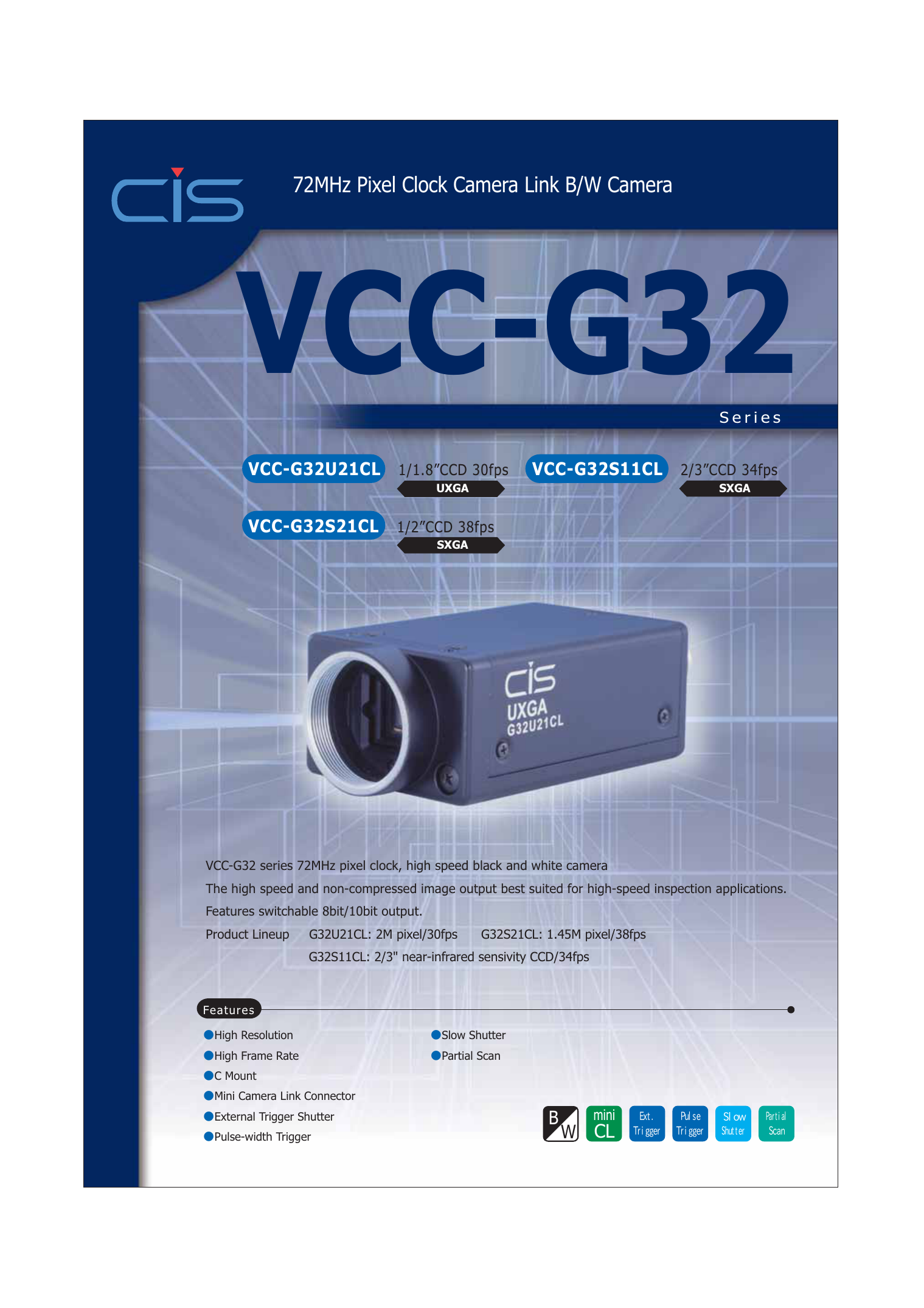 CIS SXGA VCC-F32S29CL CCD VIDEO CAMERA 