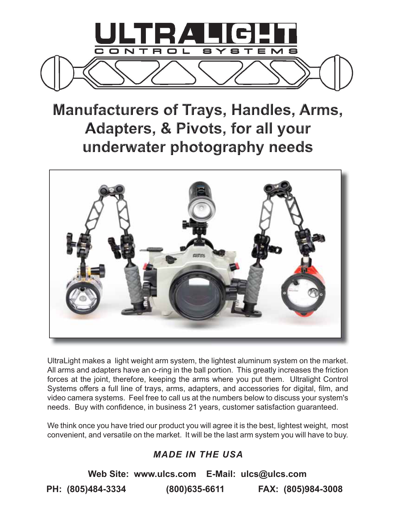 Ball Arm, Swivel /& Fix Adapters Underwater Kinetics Aqualite Adapter Kit