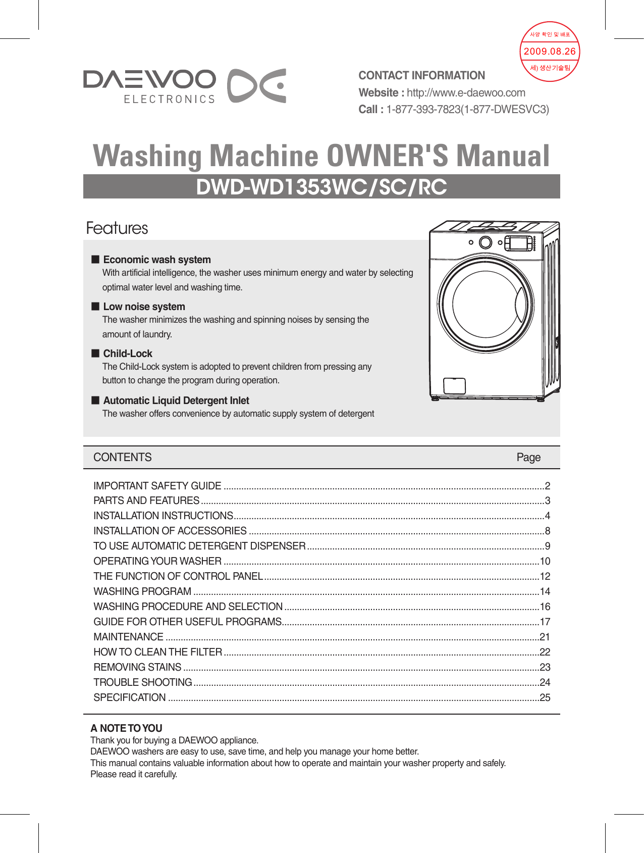 Washing Machine OWNER`S Manual Manualzz