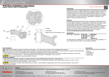 FSA Afterburner Stem Installation Instructions | Manualzz