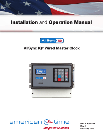 American Time AllSync IQ ASQMSTR-00X2E Installation and Operation Manual | Manualzz