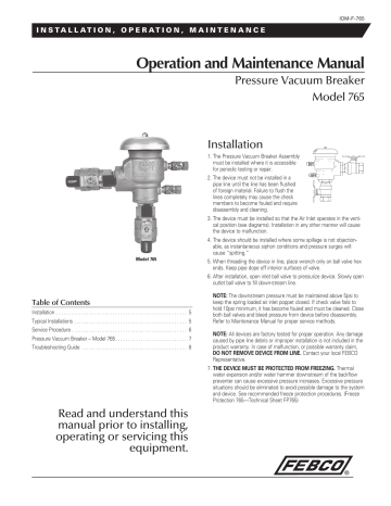 FEBCO 765 Pressure Vacuum Breaker Backflow Preventers Maintenance ...