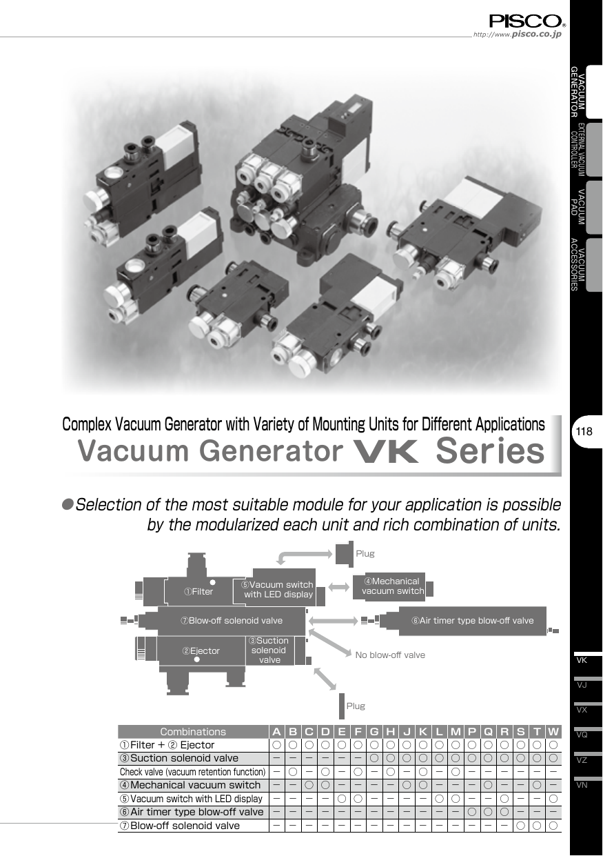 Vacuum Generator Vk Series Pisco Pneumatic Equipment Manualzz