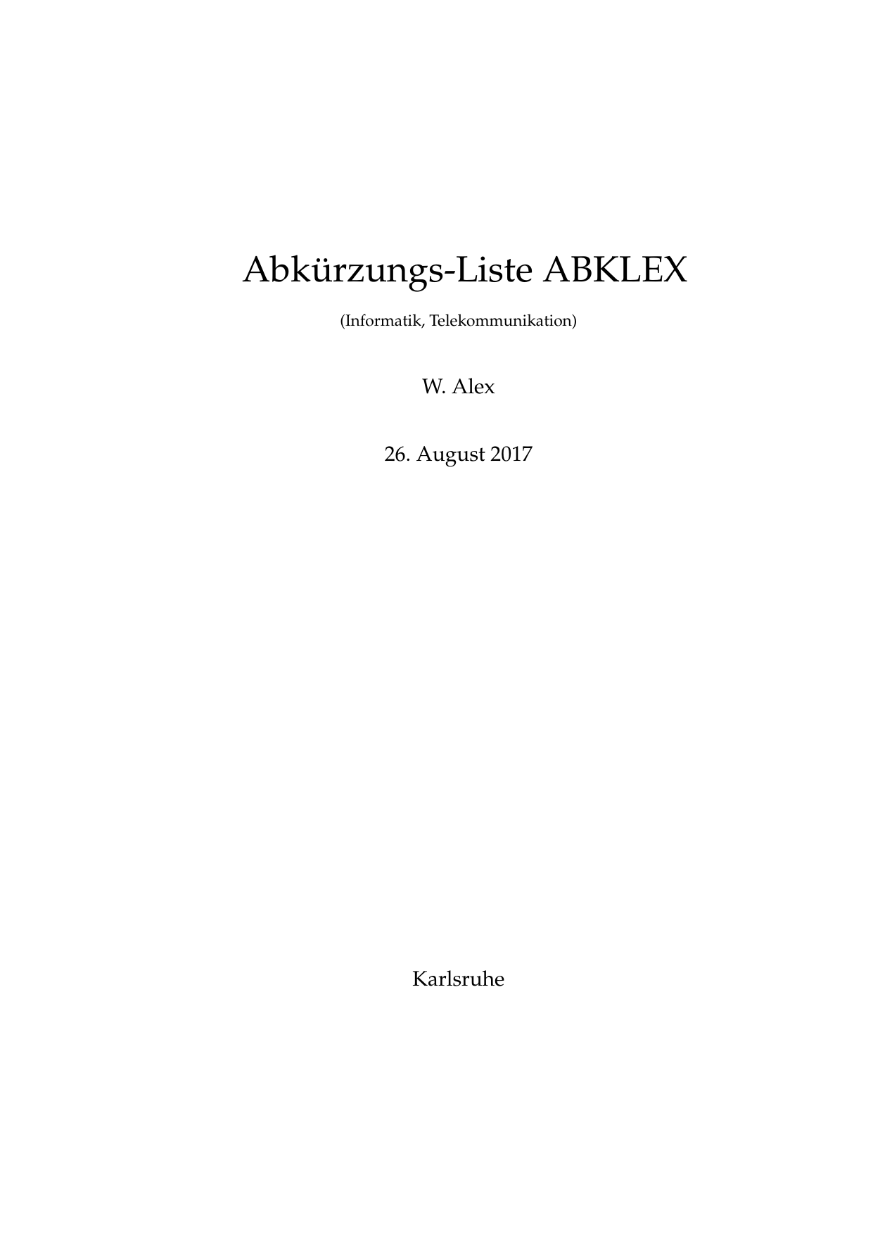 Abkurzungs Liste Abklex Familie Alex Weingarten Baden Manualzz