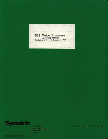 Symetrix 528 Voice Processor Manual with Schematic | Manualzz