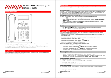 Avaya 1608 (IP) Quick Reference | Manualzz