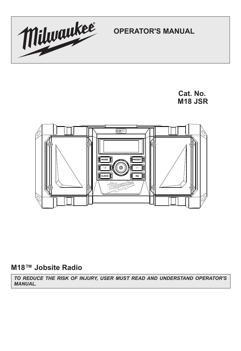 Milwaukee M18 JSR Operator s Manual Manualzz