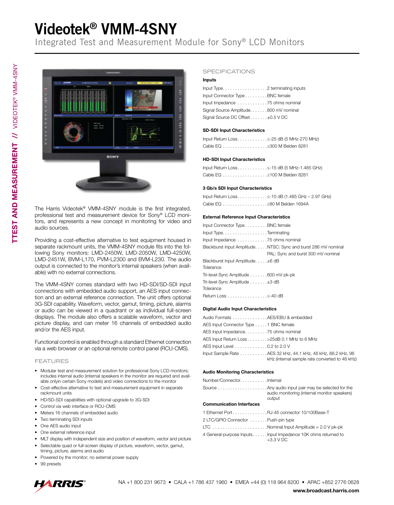 Harris videotek vtm series user manuals