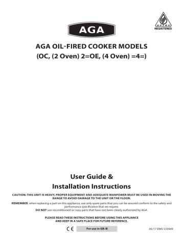 AGA OC User's Manual & Installation Instructions | Manualzz