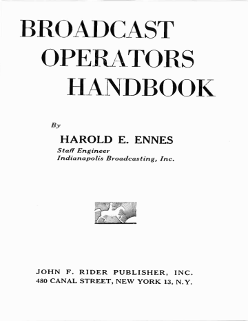 Operators Handbook American Radio History Manualzz